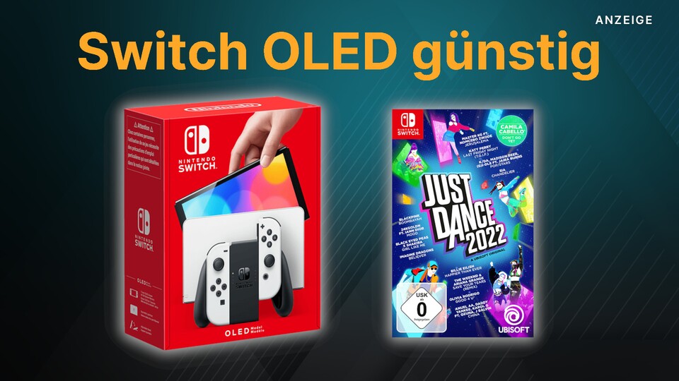 Bei Amazon gibt es die Nintendo Switch OLED gerade günstig mit Just Dance 2022 als Bonus.