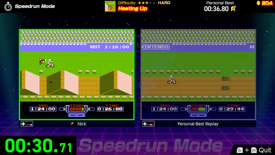 Im Speedrun-Modus von Nintendo World Championships versucht ihr, eure eigenen Bestzeiten in den 150 Herausforderungen zu schlagen.