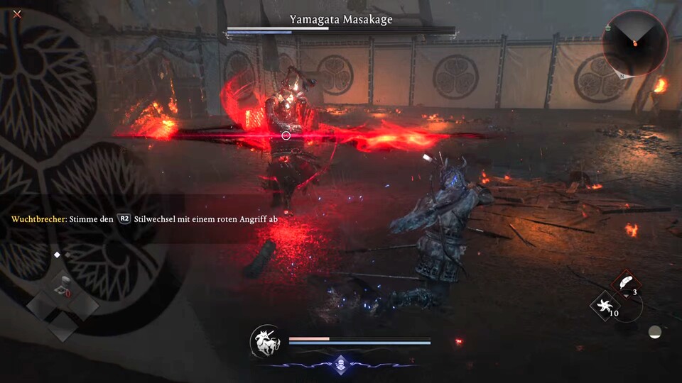 Rot aufleuchtende Wuchtattacken zu parieren, lohnt sich so richtig, um Monster und Menschen aus der Balance und Puste zu bringen.