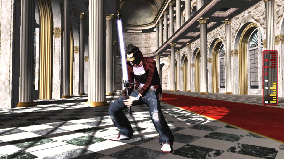 Travis Touchdown kann sich stets auf sein Laserkatana verlassen.