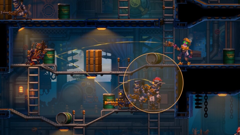 Auch SteamWorld Heist II bietet wieder eine Mischung aus Rundentaktik und Action.