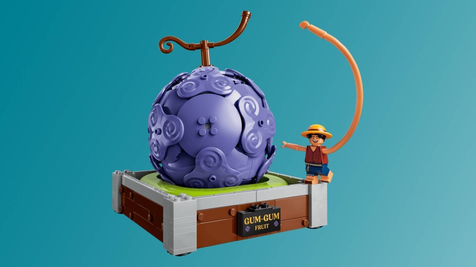 Die Frucht wird auf einem separaten Ständer präsentiert. (Bild: LEGO Netflix)