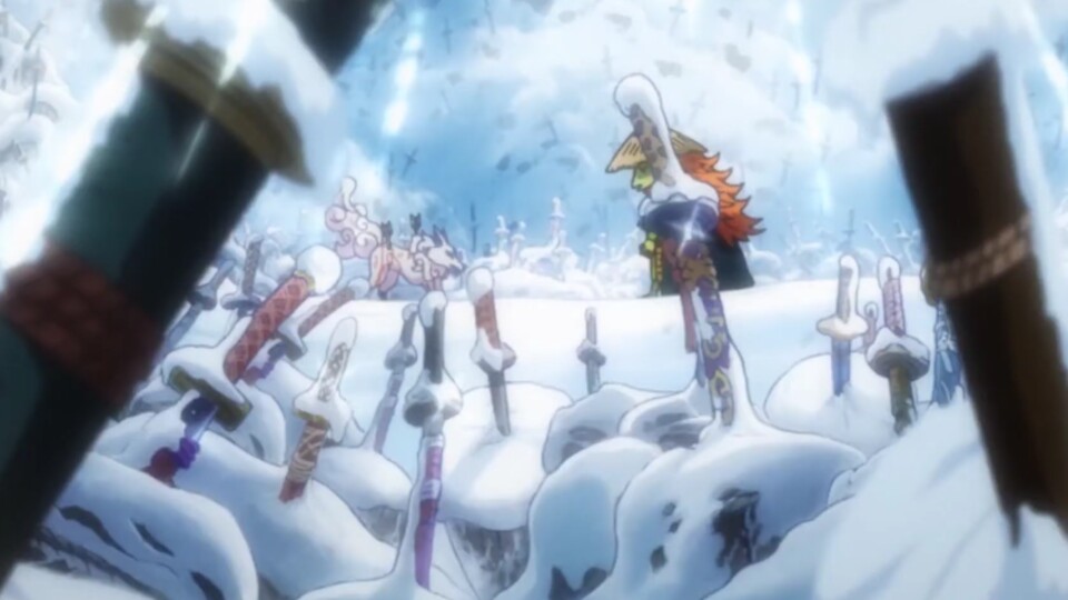 Onimaru bewacht auf Wano die Raststätte einer Menge Schwerter. (Bild: © Eiichiro Oda, Shueisha Toei Animation)