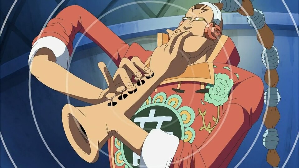 One Piece-Piratenkapitän Scratchmen Apoo kann dank der Teufelsfrucht mit seinem Körper musizieren.