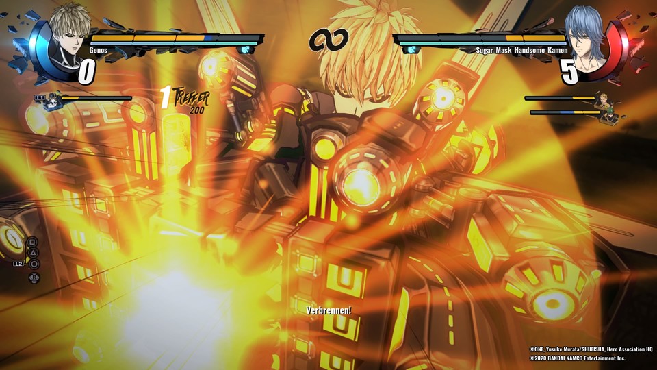 Die Finisher-Attacken sind toll inszeniert und wurden schön dem Anime entliehen. Hier holt Cyborg Genos zum finalen Schlag aus.