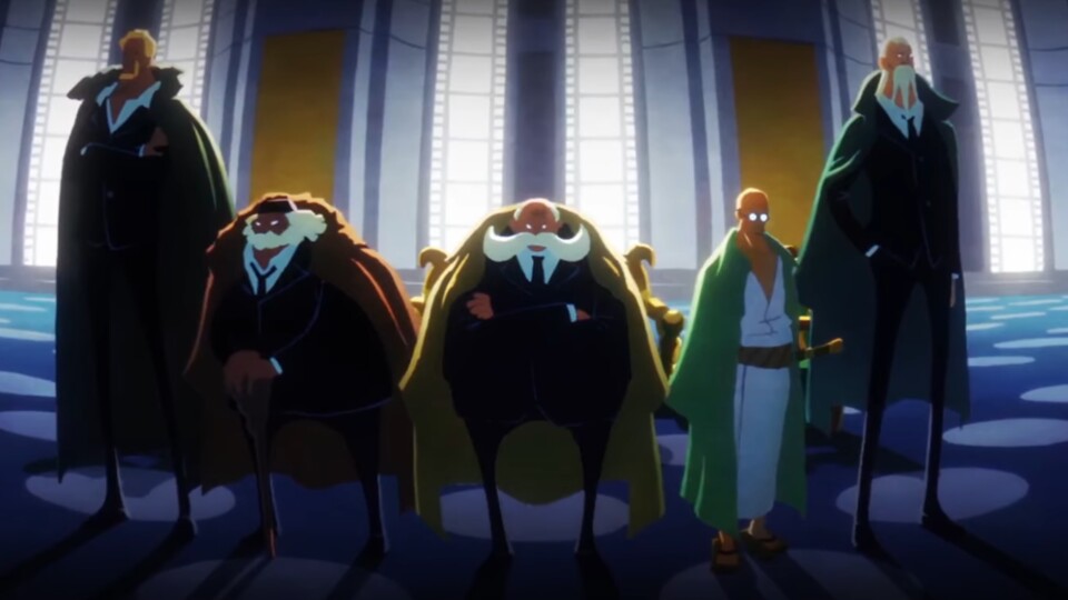 Die Fünf Weisen – die mächtigste Organisation in der Weltregierung und treue Untergebene von Imu. (Bild: © Eiichiro Oda, Shueisha Toei Animation)