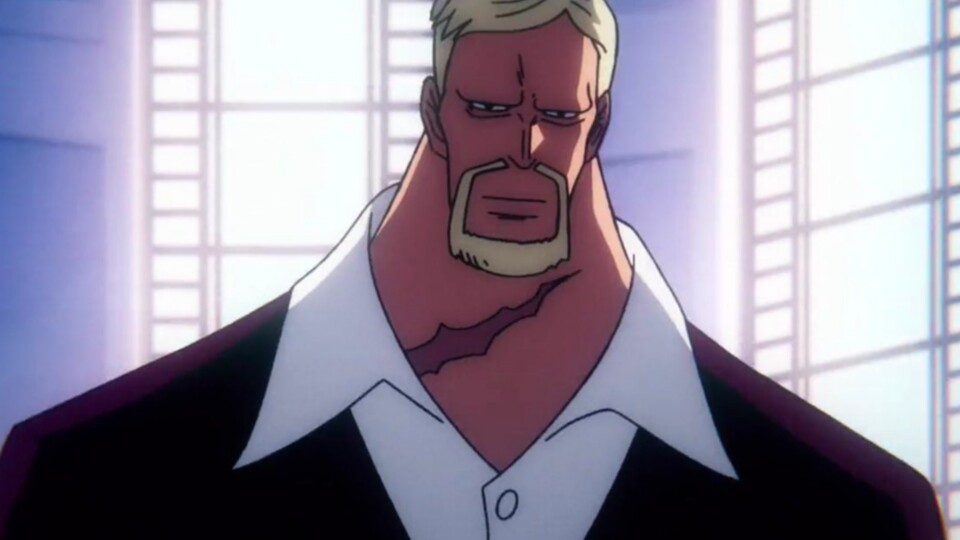 Ju Peter ist der einzige Weise, der auf Saturns Tod und Figarlands Beförderung reagiert. (Bild: © Eiichiro Oda, Shueisha Toei Animation)
