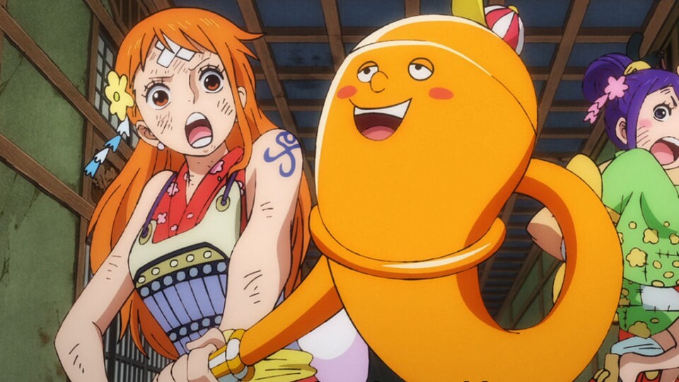 Nami kommt körperlich in Kämpfen nicht so gut weg, kann dafür aber das Wetter beeinflussen und zu ihrem Vorteil manipulieren. (Bild: © Eiichiro Oda, Shueisha Toei Animation)