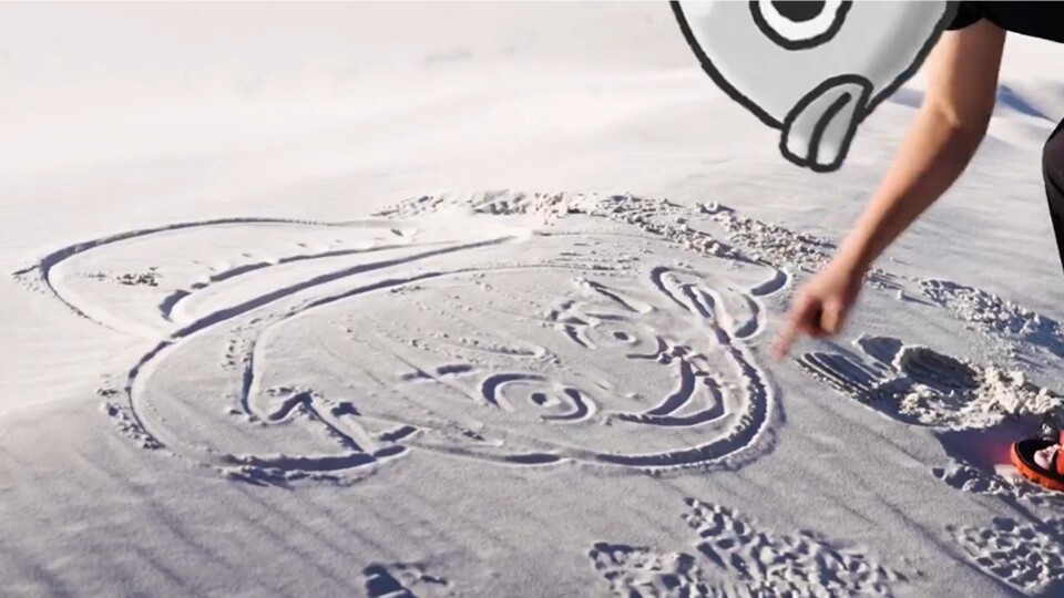 Oda zeichnet mühelos seinen Hauptcharakter Monkey D. Luffy in den Sand. (© Eiichiro Oda Netflix)