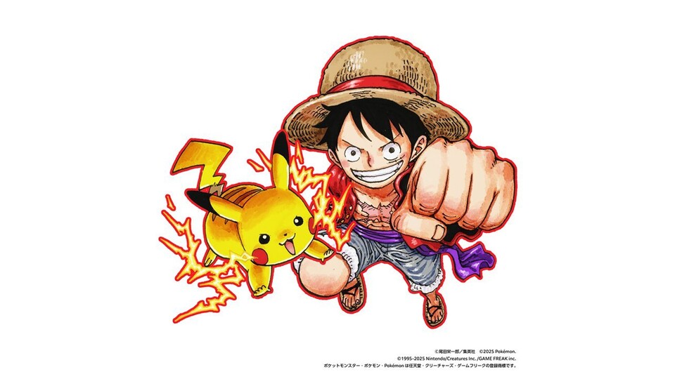 An Pikachus Seite kämpft kein anderer Strohhut als der Kapitän selbst: Monkey D. Ruffy. (Bild: © Nintendo, Gamefreak Inc. Shueisha, Eiichiro Oda)