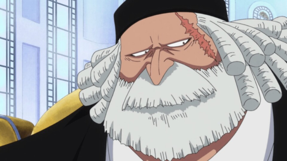 Saturn ist der Erste der Fünf Weisen, der sich auf Egghead einmischt. (Bild: © Eiichiro Oda, Shueisha Toei Animation)