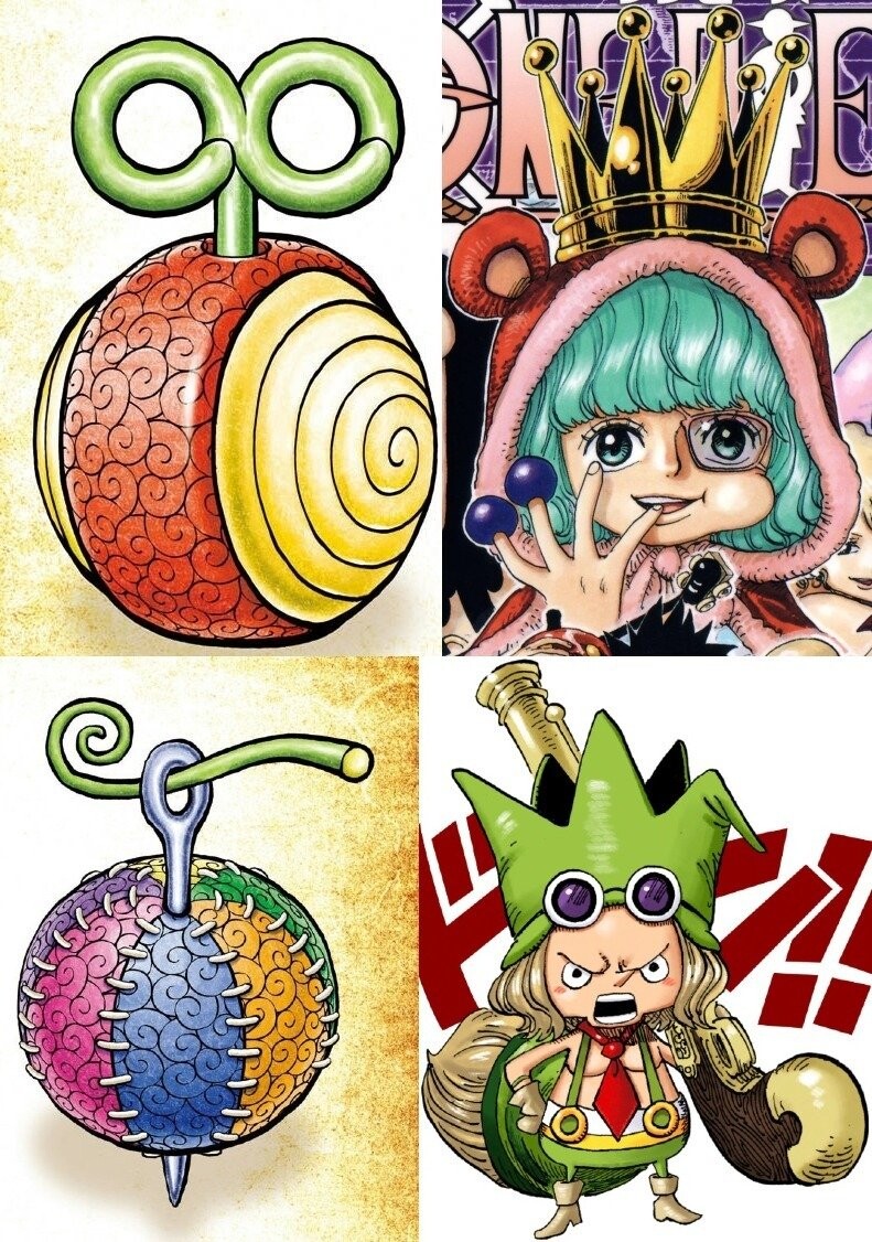 Sugars Hobby-Frucht und Leos Näh-Frucht werden zum ersten Mal gezeigt. (Bild: Von PewPiece auf X. © Eiichiro Oda Shueisha.)