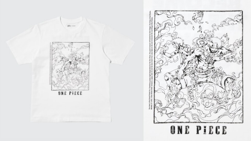 Aces und Ruffys Kampf am Marine-Ford als T-Shirt-Motiv. (Bild: © Eiichiro Oda, Shueisha UNIQLO)