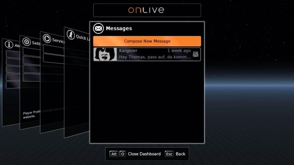 Genau wie Xbox Live und das PSN bietet auch OnLive ein Nachrichten- und Freundessystem.