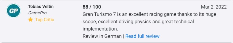 Warum wir Gran Turismo 7 auf Metacritic nicht abwerten