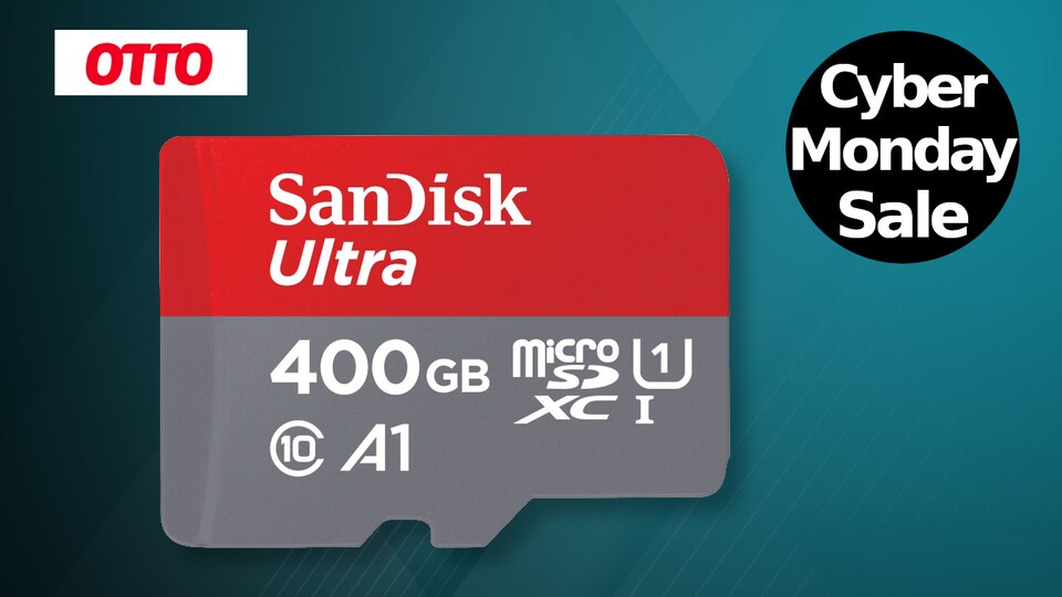 Die SanDisk Ultra A1 mit 400 GB gibt es bei Otto nur noch am heutigen Cyber Monday für 33 Euro im Angebot.