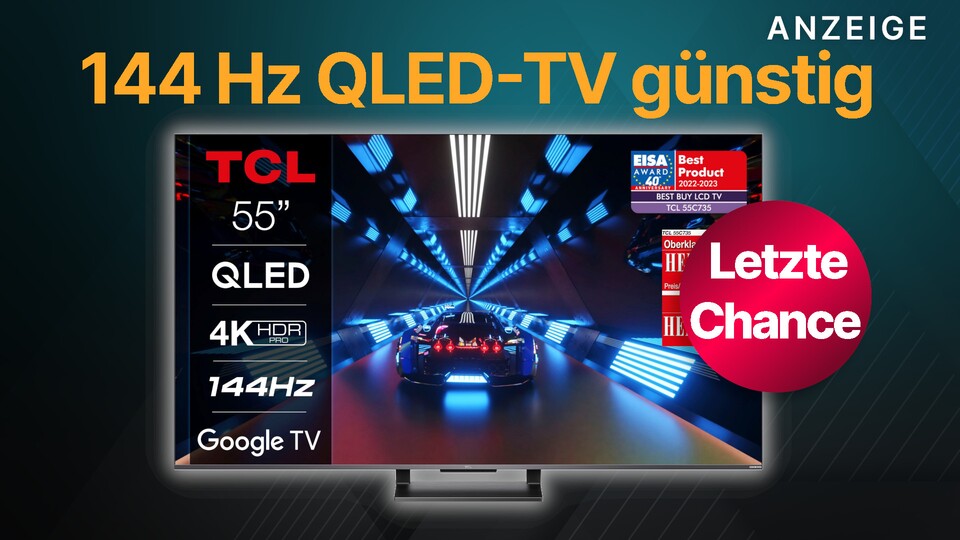 Den TCL C731 QLED-TV mit 144 Hz und HDMI 2.1 könnt ihr nur noch heute bei Otto günstig im Angebot bekommen.