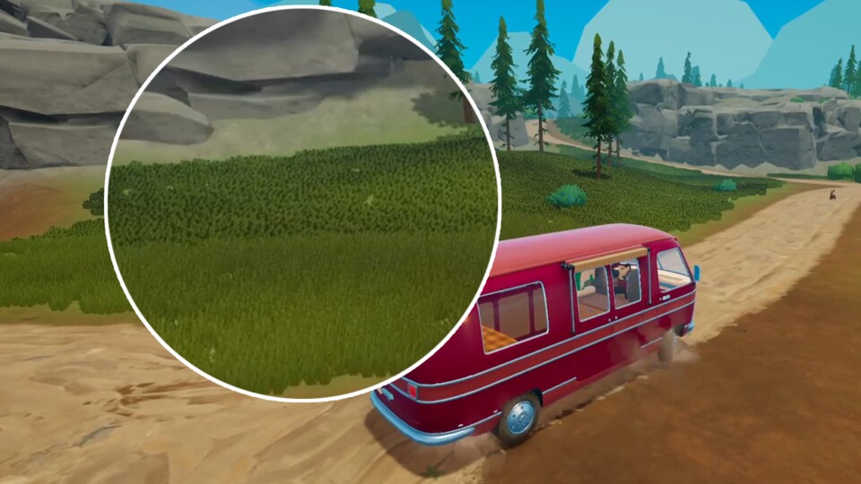 Als Screenshot wird es weniger deutlich, doch in Bewegung schiebt sich die Grenze zwischen detailliertem Gras und undetaillierten Gras deutlich sichtbar vor meinem Auto her, was störend auffällt.