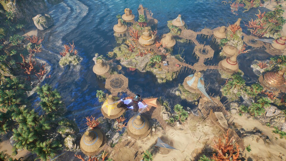 Durch euer Jetpack könnt ihr die faszinierende Welt von Outcast 2 aus der Luft betrachten.