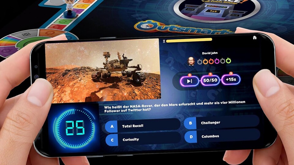 Alles Fragen, Antwortmöglichkeiten und die Zeit, die euch noch bleibt, werden direkt auf dem Handy angezeigt.