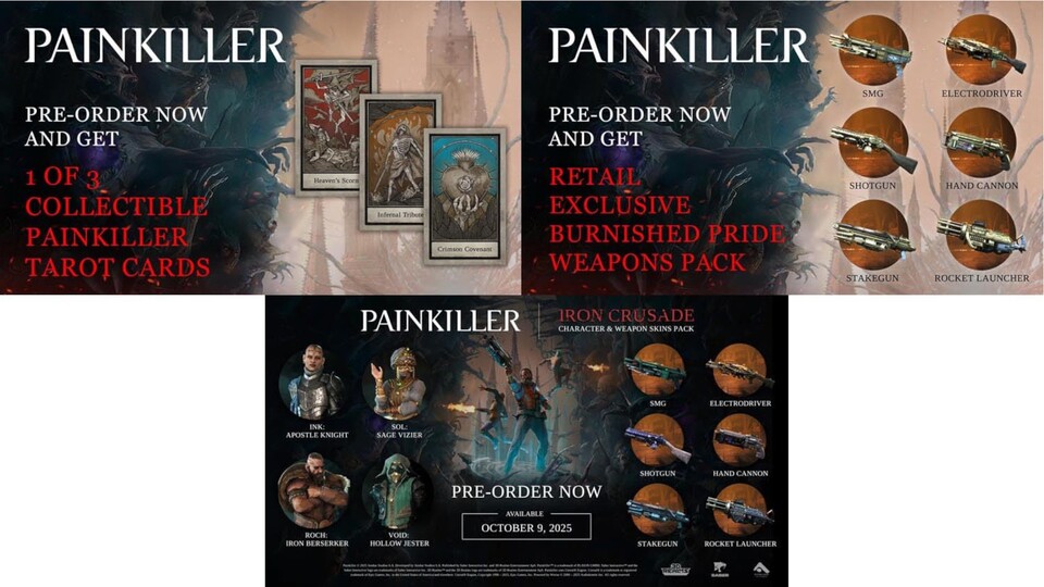Bestellt ihr Painkiller digital vor, bekommt ihr nur das Iron Crusade Pack. Die übrigen Pre-Order-Boni bleiben der physischen Version vorbehalten.
