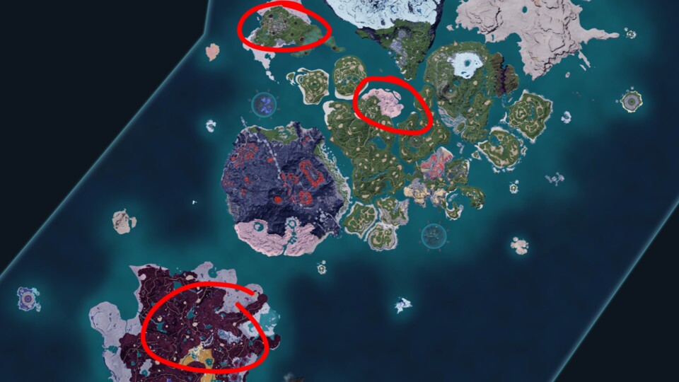 Von oben nach unten: Sakurajima, Twilight Dunes und Feybreak Island.
