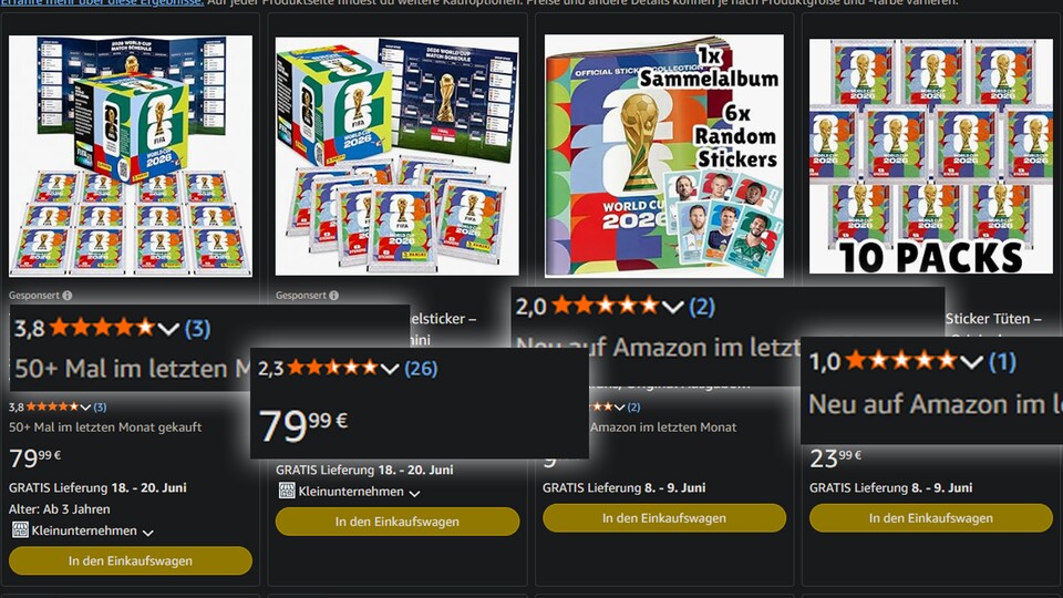 Auch auf Amazon werden viele Sticker wiederverkauft. Aber bei solchen Bewertungen sollte man deutlich vorsichtiger sein.