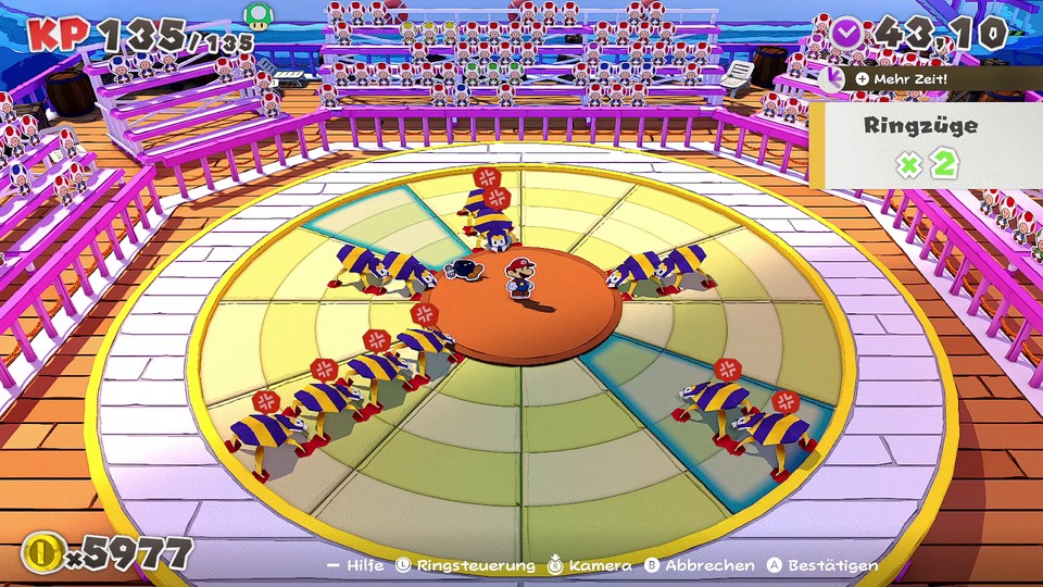 Das Kampfsystem teilt sich in zwei Phasen auf: Einem Puzzleteil, wo Gegner auf den Ringen angeordnet werden müssen, und einem schließendem Aktionsteil. 