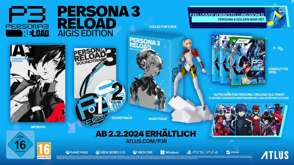 Die Persona 3 Reload AIGIS Collectors Edition bietet vor allem physische Inhalte, aber auch ein DLC-Paket.