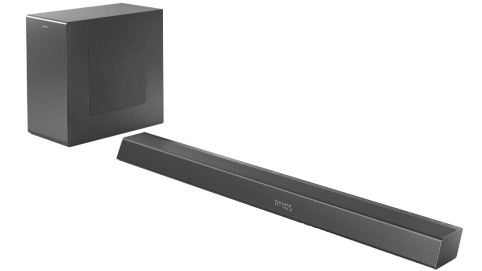 Die Philips B8905 Soundbar wird mit einem Wireless Subwoofer geliefert und bietet 600 W Ausgangsleistung.