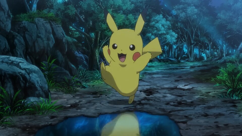 Pichu entwickelt sich zu Pikachu und ist überglücklich über die Entwicklung! (© The Pokémon Company)