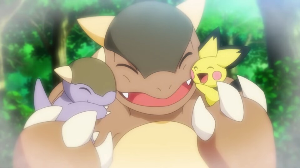Pichu trifft auf Kangama und wird Teil der Familie! (© The Pokémon Company)