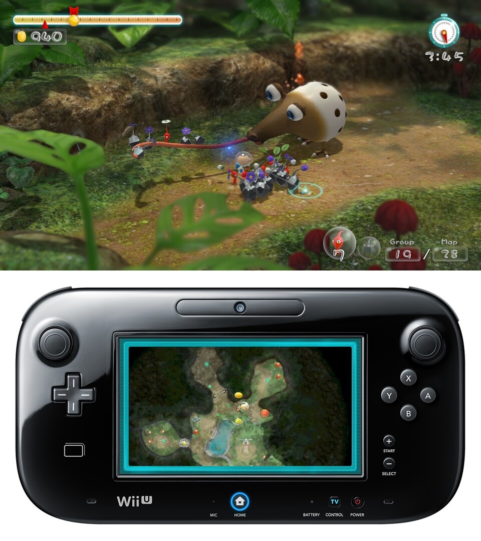 Auf dem Wii-U-Gamepad haben wir die Übersicht der aktuellen Karte und springen bequem von einer Baustelle zur nächsten.
