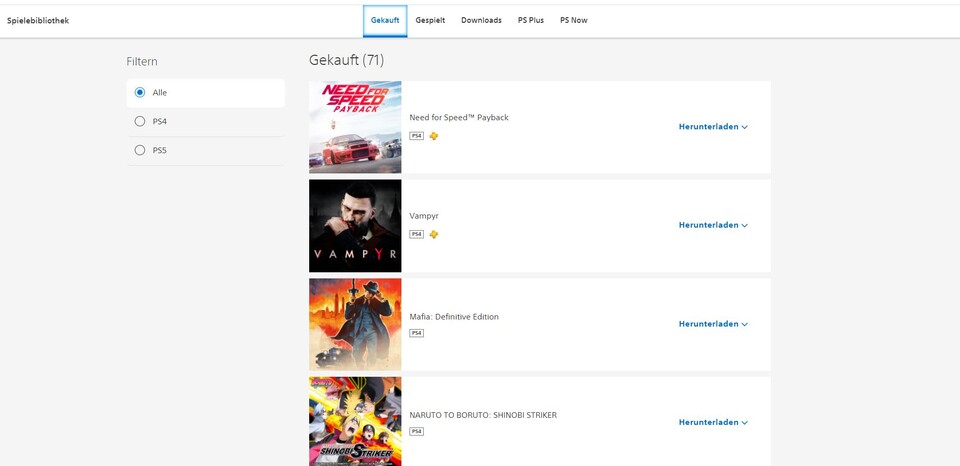 Die neue Spielebibliothek im Web bietet euch Filter an, mit denen ihr die Spiele gezielt sortieren könnt.