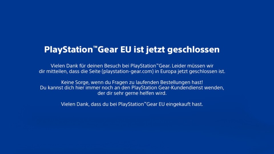 Diese Mitteilung findet ihr aktuell auf der Seite von PlayStation Gear.
