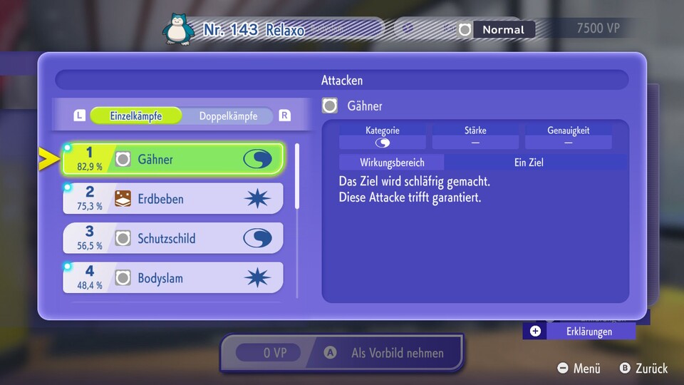 Über die Box könnt ihr euch die beliebtesten Attacken, Fähigkeiten und Co. für all eure Pokémon anzeigen lassen.