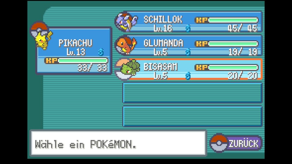 Dieser Anblick macht mit glücklich: Alle drei Starter-Pokémon in meinem Team.