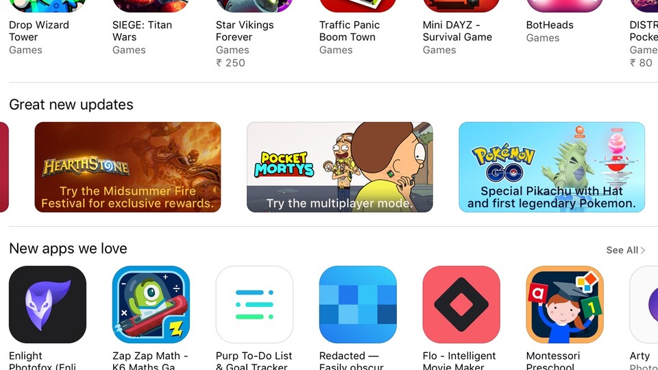 Pokémon GO - Bannerwerbung im indischen AppStore verweist auf &quot;the first legendary Pokémon&quot;.