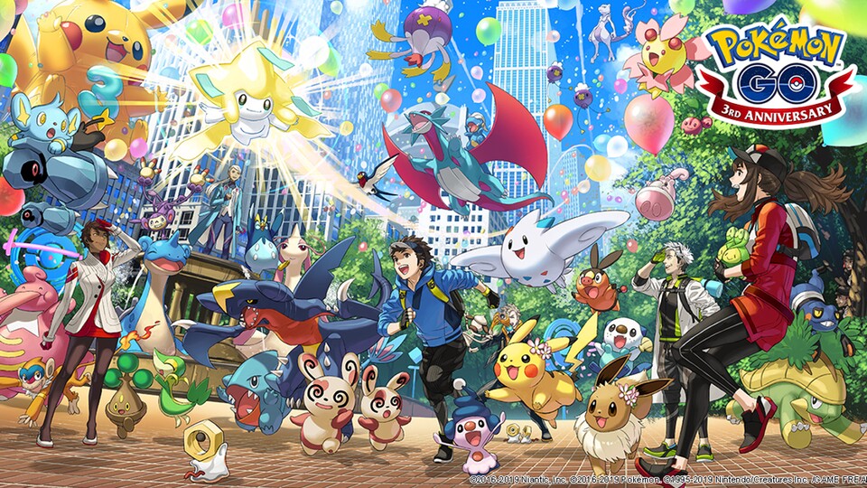 Pokémon GO feiert drei Jahre des erfolgreichen AR-Spiels mit jeder Menge Neuigkeiten.