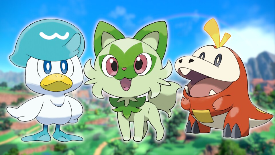 Kwaks, Felori und Krokel (v.l.n.r.) sind die Starter-Pokémon der neunten Generation.
