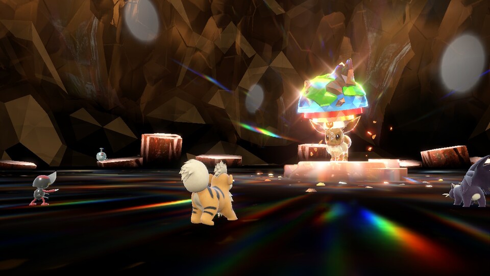 From the crystal structure on Eevee's head, we can tell that she has the Tera-type background.