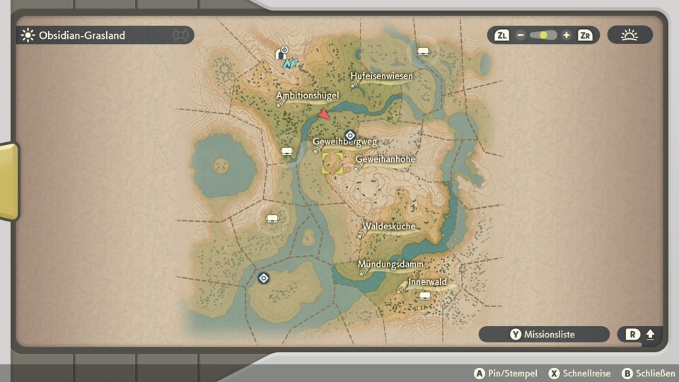 Die Map von Pokémon-Legenden: Arceus besteht aus mehreren großen voneinander abgegrenzten Arealen, ist also eine Semi-Open World.