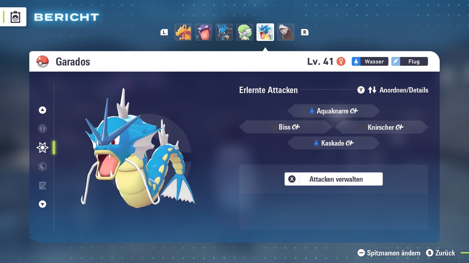 Ein Garados bekommt ihr früh, habt schnell die Mega-Evolution und räumt ordentlich bei kleineren Gegnern auf.