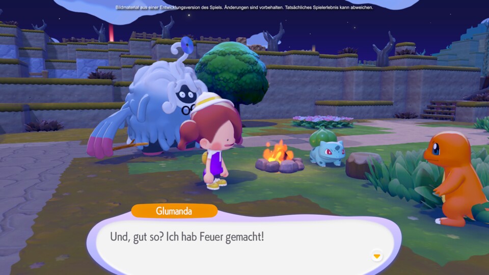 Schon nach wenigen Minuten helfen Tangoloss und die Gen 1-Starter bei den ersten Schritten. (Bild © Nintendo)