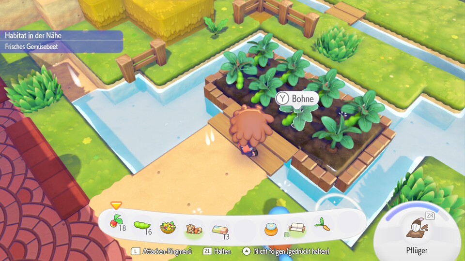 Beete für Gemüse und andere nützliche Pflanzen sind mit dabei, allerdings eher eine Nebensache. In Pokopia wird vor allem gesammelt und gebaut.