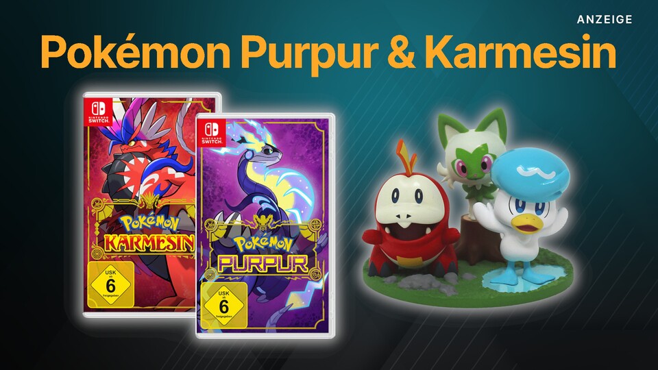 Bei MediaMarkt und Saturn bekommt ihr jetzt eine Figur der Starter-Pokémon als Vorbestellerbonus zu Pokémon Karmesin und Purpur.