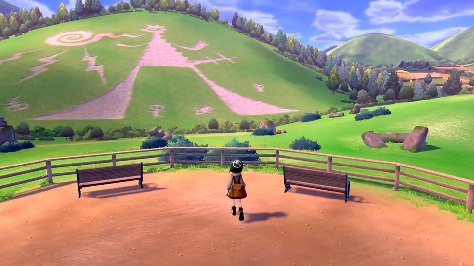 In Pokémon Schwert & Schild sieht der Cerne Abbas-Riese eher wie eine Art Kornkreis-Bild aus.