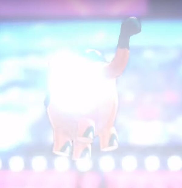 Nur ungefähr einen Frame lang ist das Pokémon zu erkennen.
