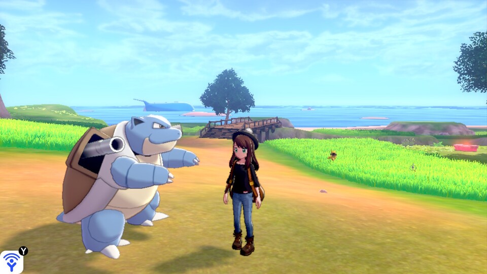 Eine neue Funktion im DLC lässt uns mit einem Pokémon spazieren gehen.