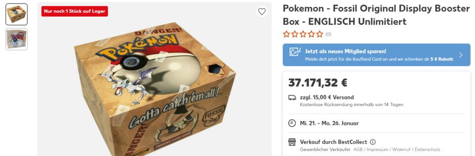 Absurd aber wahr: Hier wird ein Fossil Display für über 37.000 Euro angeboten.